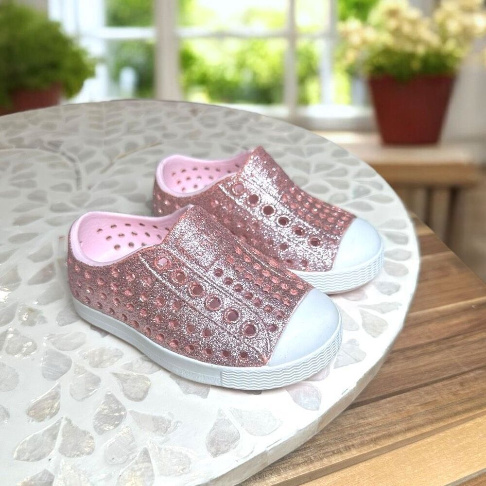 Native Shoes Jefferson Bling Glitter Slip-On Sneakers Water Shoes Toddler Size 4